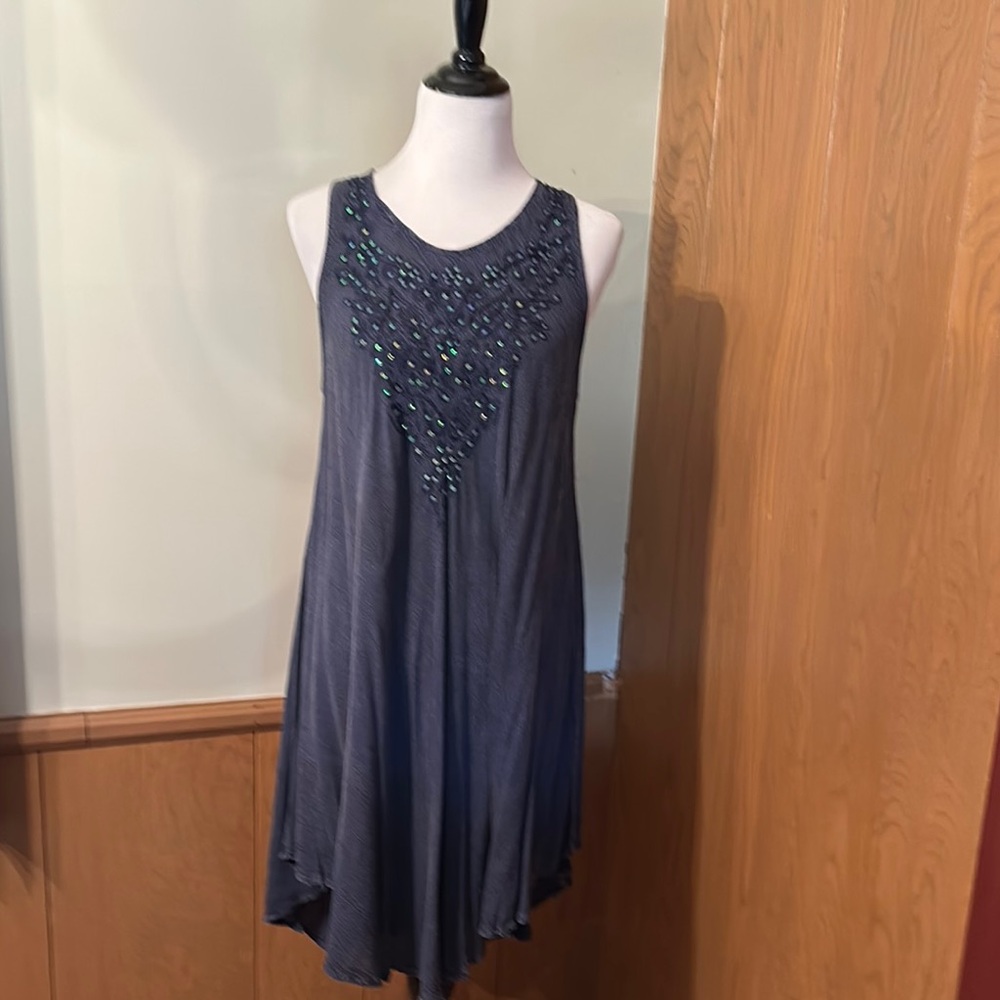 Embellished Blue Sleeveless Top